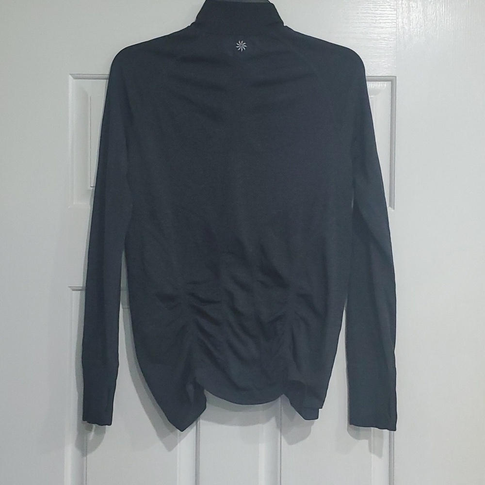 Athleta black ruched mock neck quarter zip long sleeve size Medium - Picture 5 of 8
